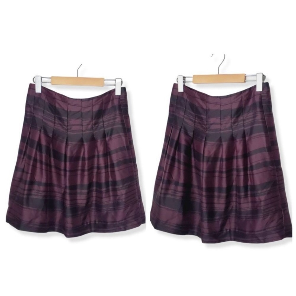 BANANA Republic 100% Silk Black & Merlot print Abstract Skirt, size 2